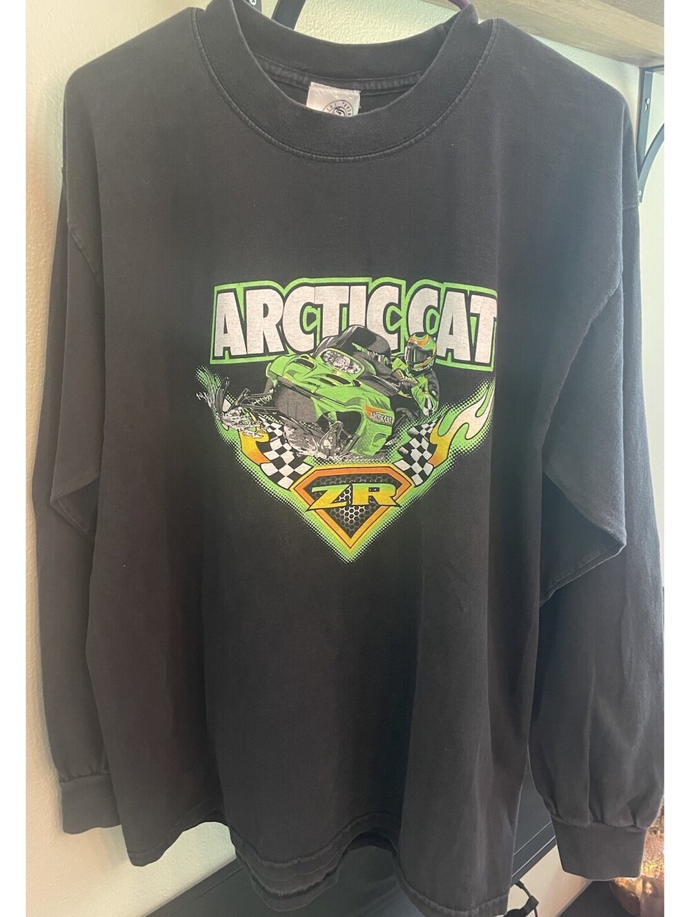 Vintage Arctic Cat ZR Arcticwear Graphic Longsleeve Shirt Black Size Large